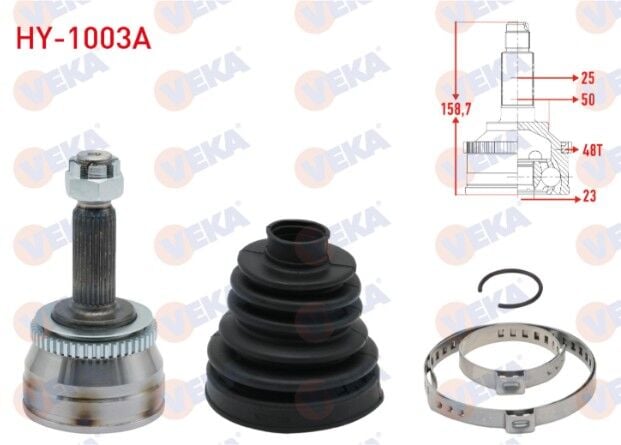 Hyundai Accent Era 1.5 CRDI Absli 48 DIS 25X23X50 Uzunluk 159 mm 2006-2012 Aks Kafası Sol-Sağ Ön Dış