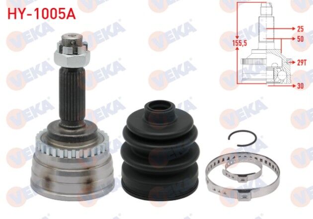 Hyundai Elantra 1.6i A-T 2001-2007 Aks Kafası Sol-Sağ Ön Dış Absli 29 DIS 25X30X50 Uzunluk 156 mm