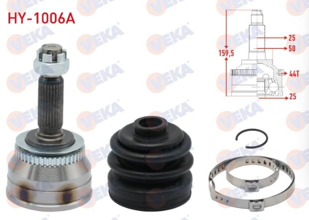 Hyundai Matrix (FC) 1.5 CRDI Absli 44 Dış 25X25X50 Uzunluk 160mm 2001-2010 Aks Kafası Sol-Sağ Ön Dış