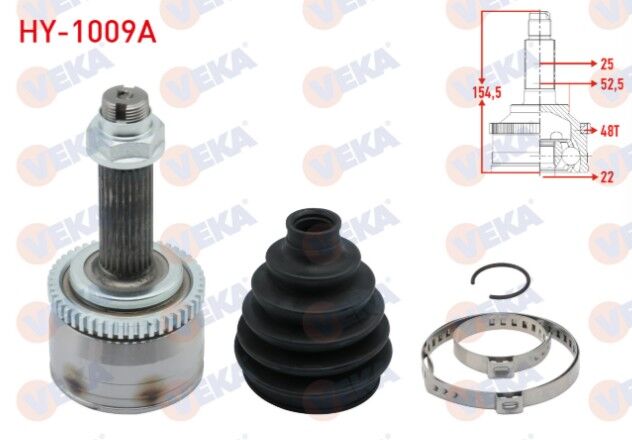 Hyundai Accent Blue 1.4 CVVT Absli 48 DIS 25X22X52,5 Uzunluk 153mm 2012- Aks Kafası Sol-Sağ Ön Dış