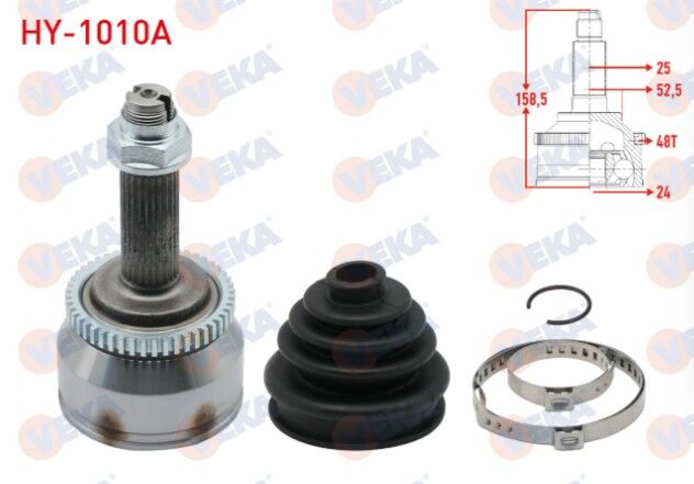 Hyundai Accent Blue 1.6 CRDI 2012-/ I20 1.4 CRDI - 1.6 CRDI 2008-2012 Aks Kafası Sol-Sağ Ön Dış Absli 48 DIS 25X24X52,5 Uzunluk 158,5mm