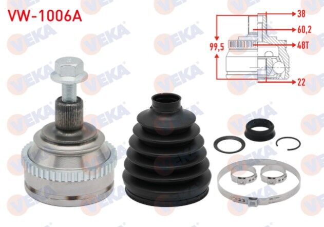 Volkswagen Transporter IV (70XB,70XC,7DB,7DW) 2.4 D 38X27X60,2 Uzunluk 99,5 mm 1990-2003 Aks Kafası Sol-Sağ Ön Dış