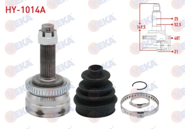 Hyundai I20 (PB,PBT) 1.4 M-T Absli 48 Dış 25X21X52,5 Uzunluk 149,5mm 2008-2015 Aks Kafası Sol-Sağ Ön Dış