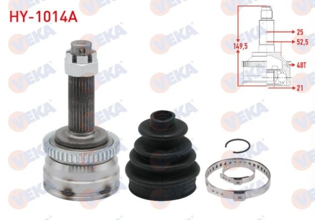 Hyundai I20 (PB,PBT) 1.4 M-T Absli 48 Dış 25X21X52,5 Uzunluk 149,5mm 2008-2015 Aks Kafası Sol-Sağ Ön Dış