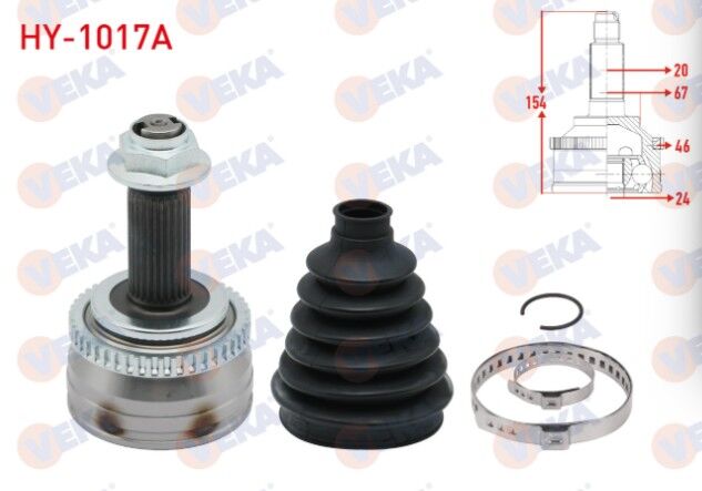 Hyundai I30 1.6 CRDI A-T/M-T 2011-2017/ Elantra 1.6 CVVT - 1.6 CRDI 2011-2015/ Elantra 1.6 CRDI 2015- Aks Kafası Sol-Sağ Ön Dış Absli 46 Dış 27X24X60 Uzunluk 154mm