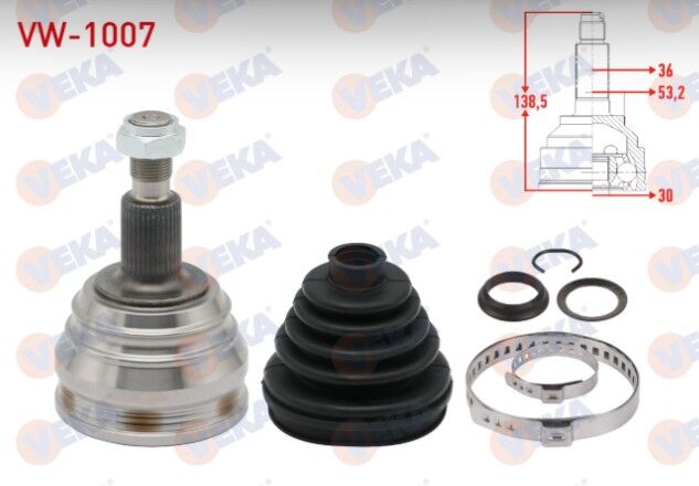 Volkswagen Golf IV (1J1) 1.6i 36X30X53 Uzunluk 138,3 mm 1997-2005 Aks Kafası Sol-Sağ Ön Dış