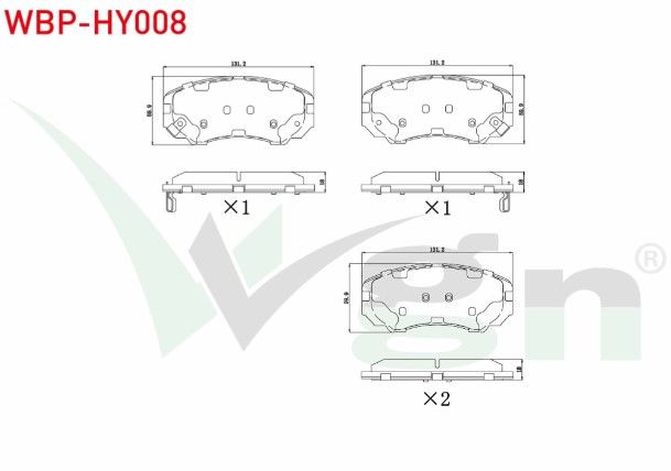 Chery Tiggo 7 Pro 23- / Sonata IV 2.0i 01-04 / Sonata IV 2.7i V6 01-04 / Tucson 2.0 CRDI 04-10 / Elantra 1.6i 01-07 / Elantra 2.0 CRDI 01-07 / Sportage 2.0 CRDI 04-10 Fren Balata Ön İkazlı