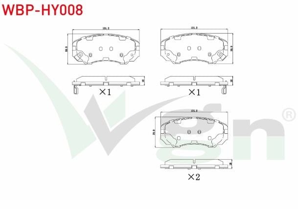 Chery Tiggo 7 Pro 23- / Sonata IV 2.0i 01-04 / Sonata IV 2.7i V6 01-04 / Tucson 2.0 CRDI 04-10 / Elantra 1.6i 01-07 / Elantra 2.0 CRDI 01-07 / Sportage 2.0 CRDI 04-10 Fren Balata Ön İkazlı