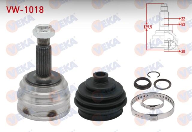 Volkswagen Golf I (17) 1.6 22X30X53 Uzunluk 129 mm 1974-1985 Aks Kafası Sol-Sağ Ön Dış