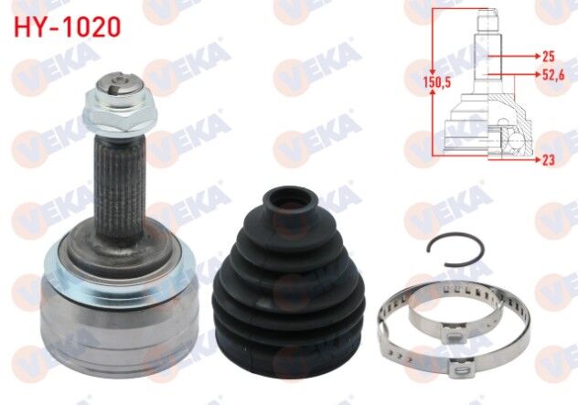 Hyundai I20 1.4 CRDI M-T 2015- Aks Kafası Sol-Sağ Ön Dış 25X23X52,6 Uzunluk 105,5mm