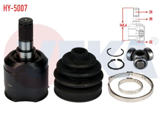 Hyundai Accent I (X-3) 1.3i 25X22X35 Uzunluk 145,6 mm 1994-2000 Aks Kafası Sol-Sağ Ön İç