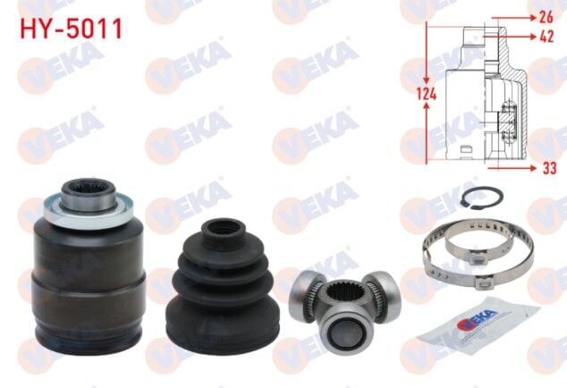 Hyundai Accent Era 1.5 CRDI 26X33X42 Uzunluk 124 mm 2006-2012 Aks Kafası Sağ Ön İç