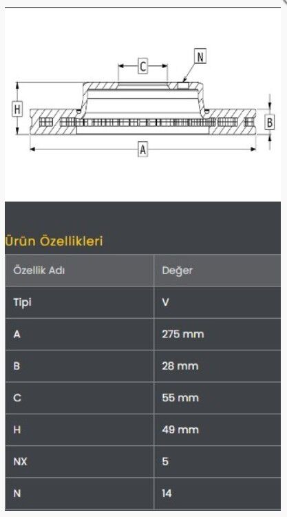 Avensis 00-03-Fren Diski Ön (275-5)-Frendi