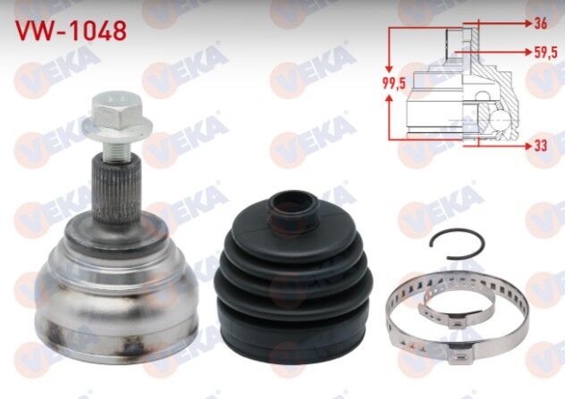 Volkswagen Golf VI (5K1) 1.4 TSI 36X33X59,5 Uzunluk 99,5mm 2008-2013 Aks Kafası Sol-Sağ Ön Dış