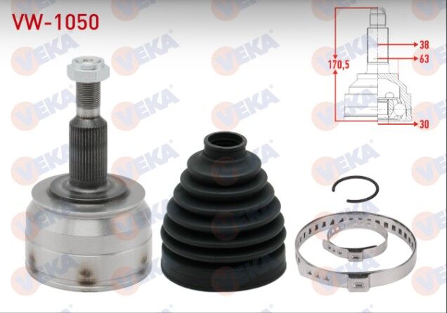 Volkswagen Transporter VI 2.0 TDI M-T 38X30X63 Uzunluk 170,5 mm 2015- Aks Kafası Sol-Sağ Ön Dış