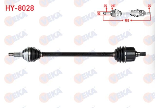 Hyundai Accent Admire 1.3 - 1.5 - 1.6 2003-2006/ Accent Milenium 1.3 - 1.5 - 1.6 2000-2003 Komple Aks Sağ Ön Absli 29 DIS Uzunluk 908mm