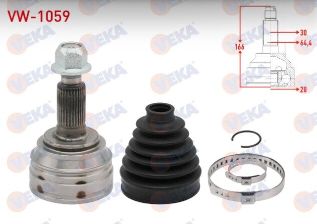 Volkswagen Touareg (7P5) 3.0 TDI V6 30X28X64,4 Uzunluk 166mm 2010- Aks Kafası Sol-Sağ Ön Dış