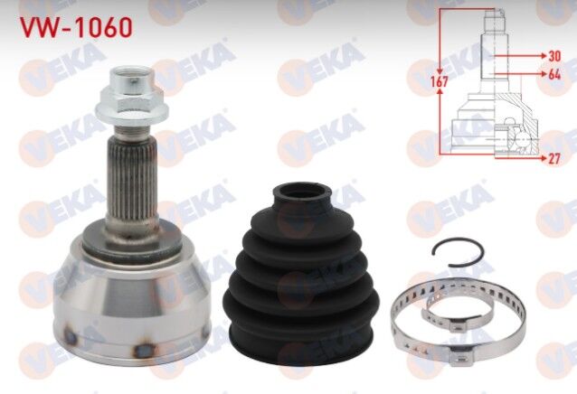 Volkswagen Touareg (7LA,7L6,7L7) 3.0 V6 TDI 30X27X64 Uzunluk 167mm 2002-2010 Aks Kafası Sol-Sağ Ön Dış