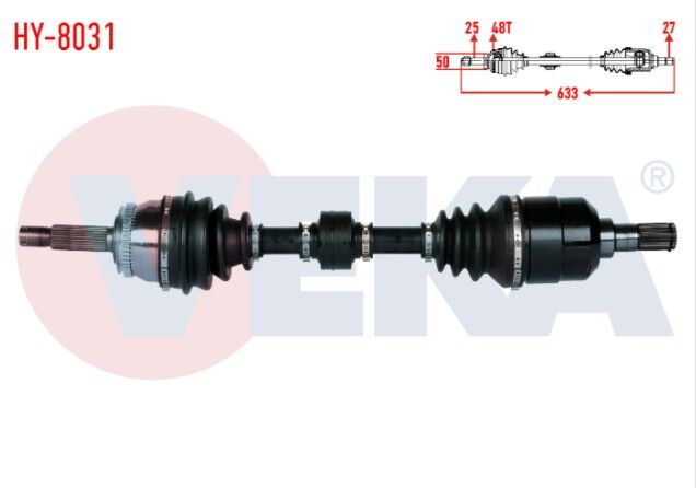 Hyundai Accent Era 1.5 CRDI Absli 48 Dış Uzunluk 633mm 2006-2012 / Kia Rio II (JB) 1.5 CRDI 2005-2011 Komple Aks Sol Ön