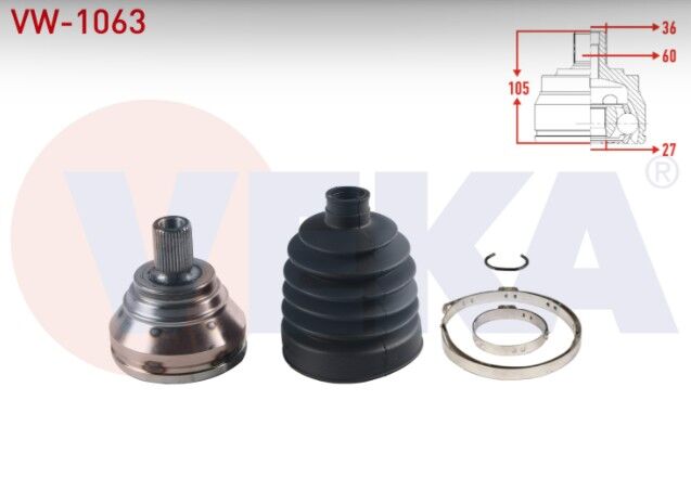 Volkswagen Golf VII (5G1) 1.6 TDI 36X27X60 Uzunluk 105 mm 2012- Aks Kafası Sol-Sağ Ön Dış