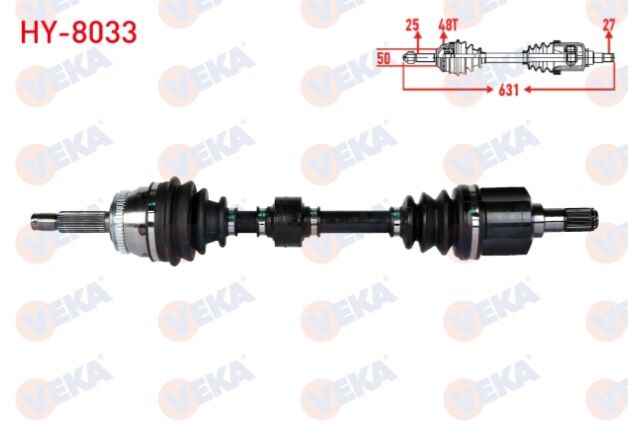 Hyundai Getz (TB) 1.5 CRDI Absli 48 Dış Uzunluk 631mm 2002-2008 Komple Aks Sol Ön