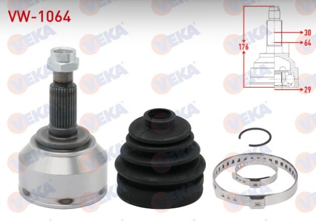 Volkswagen Touareg (7LA,7L6,7L7) 5.0 V10 TDI 30X29X64 Uzunluk 176 mm 2002-2010 Aks Kafası Sol-Sağ Ön Dış