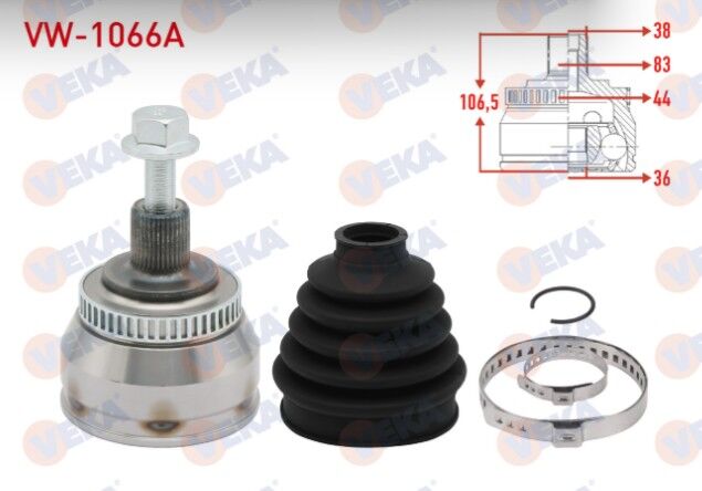 VW Sharan 1.9 TDI - 2.0 1995-2010 / Seat Alhambra 1.9 TDI 1996-2010 / Ford Galaxy 1.9 TDI 1995-2006 Aks Kafası Sol-Sağ Ön Dış 38X36X83 ABS 48 Dış Uzunluk 106,5 mm