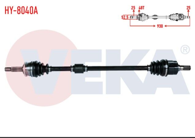 Hyundai i20 (PB, PBT) 1.4 M-T Absli 48 Dış Uzunluk 930mm 2008-2015 Komple Aks Ön Sağ
