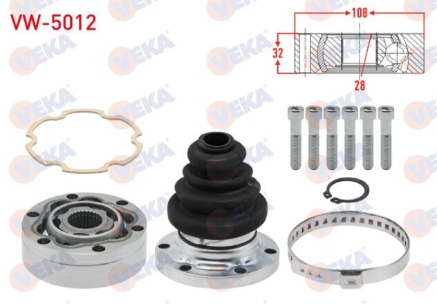 Volkswagen Transporter IV (70XB,70XC,7DB,7DW) 1.9 D 1990-2003 Aks Kafası Sol-Sağ Ön İç 28X32X108