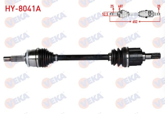 Hyundai Accent Blue 1.4 CVVT M-T Absli48 Dış Uzunluk 652mm 2012- Komple Aks Ön Sol