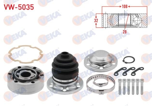 Volkswagen Transporter V (7HA,7HH,7EA,7EH) 1.9 TDI 2003-2011 Aks Kafası Sol Ön İç 28X32X108