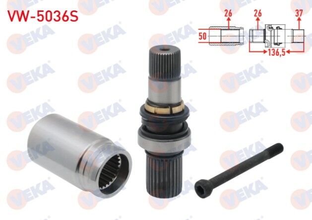 Volkswagen Transporter V (7HA,7HH,7EA,7EH) 1.9 TDI 26X28X50 Uzunluk 268.5mm 2003-2011 Aks Kafası Sağ Ön İç