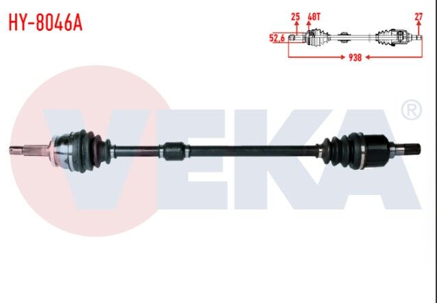 Hyundai i20 (PB, PBT) 1.4 CRDI M-T Absli 48 Dış Uzunluk 938mm 2008-2015 Komple Aks Sağ Ön