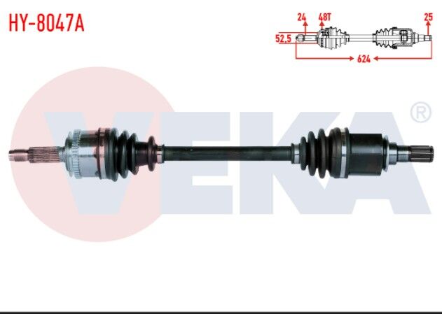 Hyundai i10 (PA) 1.1i 12v M-T Absli 48 Dış Uzunluk 624mm 2008-2013 Komple Aks Sol Ön