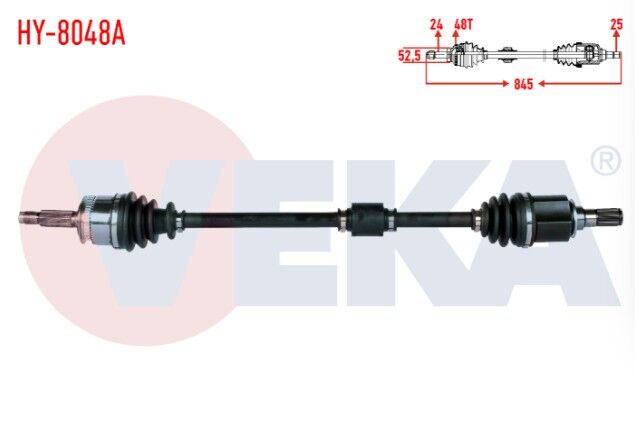 Hyundai i10 (PA) 1.1i 12v M-T Absli 48 Dış Uzunluk 845mm 2008-2013 Komple Aks Sağ Ön