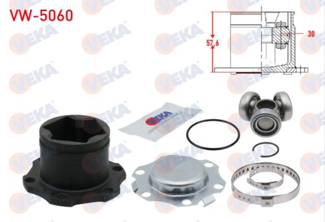 Volkswagen Golf IV (1J1) 1.6i Freze Dış 30 Uzunluk 57.6mm 1997-2005 Aks Kafası Sol-Sağ Ön İç