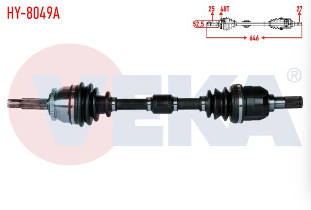 Hyundai Accent Blue 1.6 CRDI 4 İleri A-T Absli 48 Dış Uzunluk 646mm 2012- Komple Aks Sol Ön