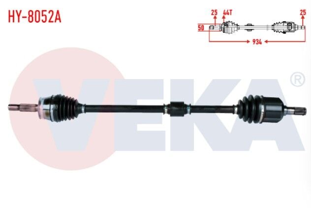 Hyundai Elantra 1.6i A-T/M-T 2001-2007 Komple Aks Sağ Ön Absli 44 Dış Uzunluk 934mm