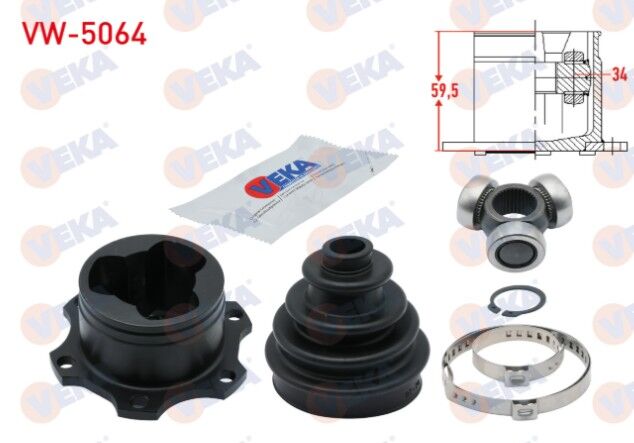 Volkswagen Passat (3B2) 1.9 TDI Freze DIS 34 Uzunluk 59.5mm 1996-2000 Aks Kafası Sol-Sağ Ön İç