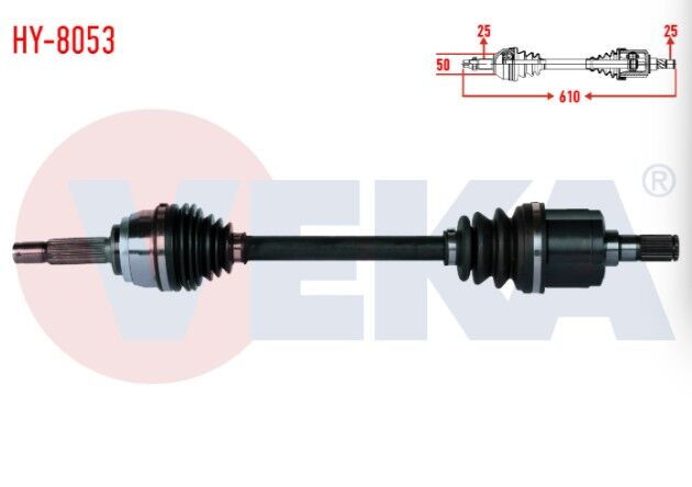 Hyundai Accent I (X-3) 1.3i Uzunluk 610mm 1994-2000 Komple Aks Sol Ön