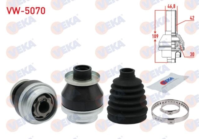 Volkswagen Transporter VI 2.0 TDI M-T 42X30X47 Uzunluk 109 mm 2015- Aks Kafası Sol On Ic