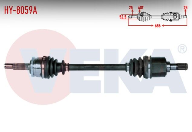 Hyundai i20 (PB, PBT) 1.4 CVVT A-T 2008-2015 / Hyundai Accent Blue 1.4 CVVT M-T 2012- Komple Aks Sol Ön Absli 48 Dış Uzunluk 656mm