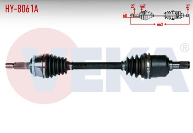 Hyundai i30 (FD) 1.6 CRDI M-T Absli 46 Dış Uzunluk 663mm 2007-2011 Komple Aks Sol Ön