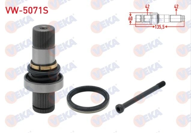 VW Transporter VI 2.0 TDI - 2.0 BITDI 2015- Aks Kafası Sag On Ic Freze Ek Mili 42X42X60 Uzunluk 135,5 mm