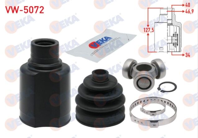 Volkswagen Tiguan (5N_) 2.0 TDI 6 Vites A-T 4 Motion 40X34X46,9 Uzunluk 127,5 mm 2007-2016 Aks Kafası Sol-Sag On Ic