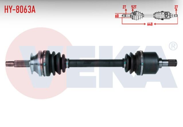 Hyundai Santa Fe (SM) 2.0 CRDI A-T 4X4 Absli 52 Dış Uzunluk 648mm 2001-2006 Komple Aks Sol Ön