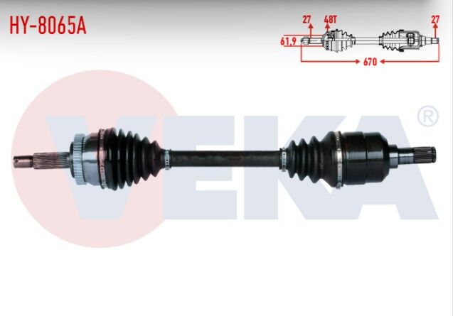 Hyundai Tucson (JM) 2.0 CRDI Absli 48 DIS A-T Uzunluk 670mm 2004-201001-2006 Komple Aks Sol Ön