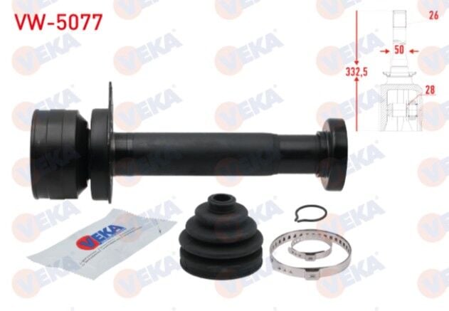 Volkswagen Transporter VI 2.0 TDI M-T 102 HP 26X28X50 Uzunluk 332.50mm 2009- Aks Kafası Sağ Ön İç