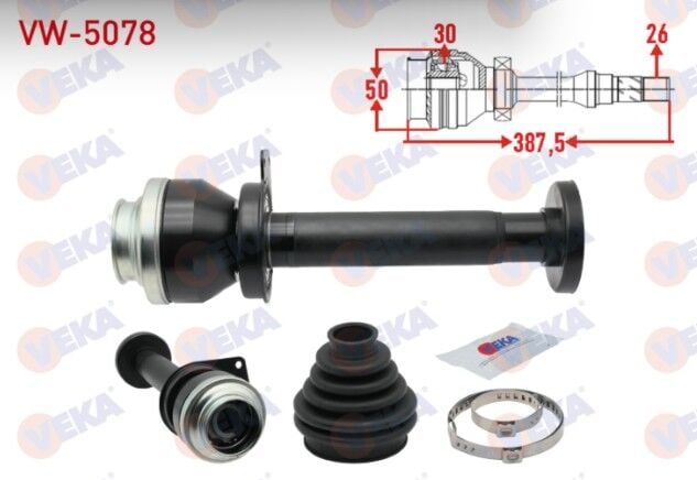 Volkswagen Transporter VI 2.0 TDI M-T 140 HP 26X30X50 Uzunluk 387.50mm 2009- Aks Kafası Sağ Ön İç