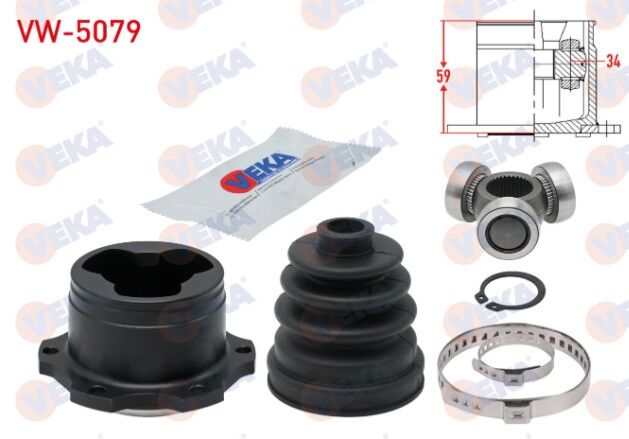 VW Golf IV 1.6i 16v A-T Freze Dış 34 Uzunluk 59mm 1997-2005/ Golf IV 1.9 TDI 1997- 2005/ Golf III 1.6i 1991-1999/ Golf III 1.8i 1991-1999/ Polo Classic 1.4 - 1.6 1995-2001 Aks Kafası Sol-Sağ Ön İç